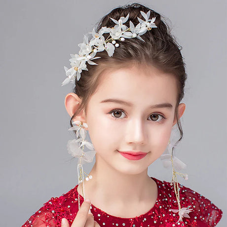 New Silver Color Gold Handmade Headbands Pearls Crystal Tiara Chlidren Hairbands Wedding Hair Accessories Veil Women Girls Kid