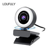 Webcam 1080P Professional 60FPS LED Fill Light Computer Camera HD 2K Auto Focus Webcast Adjustable Free Tripod For Live Stream