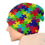 Autism Awareness Beanies Knit Hat Puzzled Game Brain Teaser Colorful Red Blue Yellow Green Fun Primary Children Teacher Parents