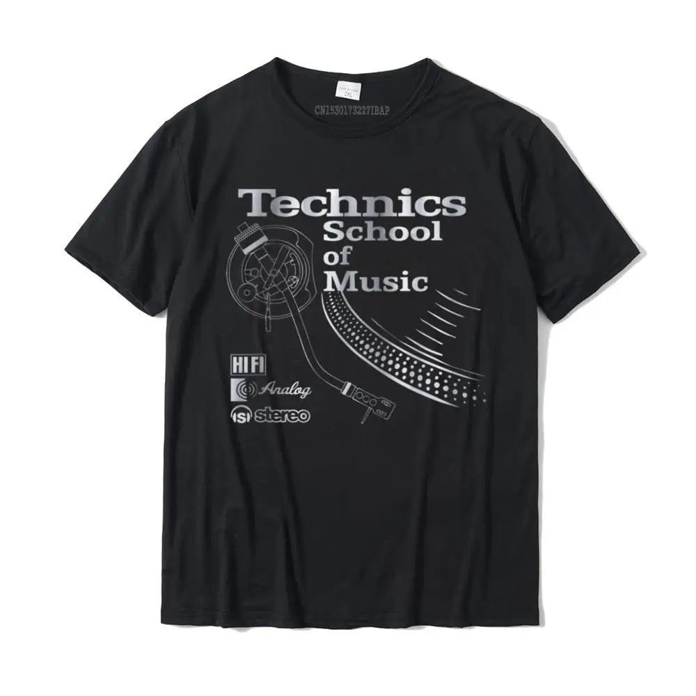 Technics School Of Music T-Shirt Tops Tees Christmas Day  Plain Camisa Cotton Men Top T-shirts Classic Free Ship