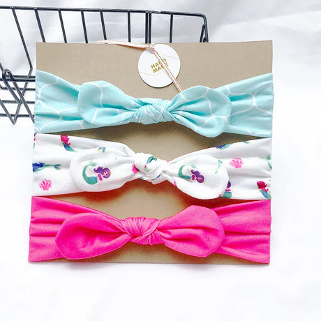 3pcs/lot Solid Nylon baby headband Bow Headbands For Cute Kids  Indian Turban Knot Rabbit Cotton Kids Hair Accessories