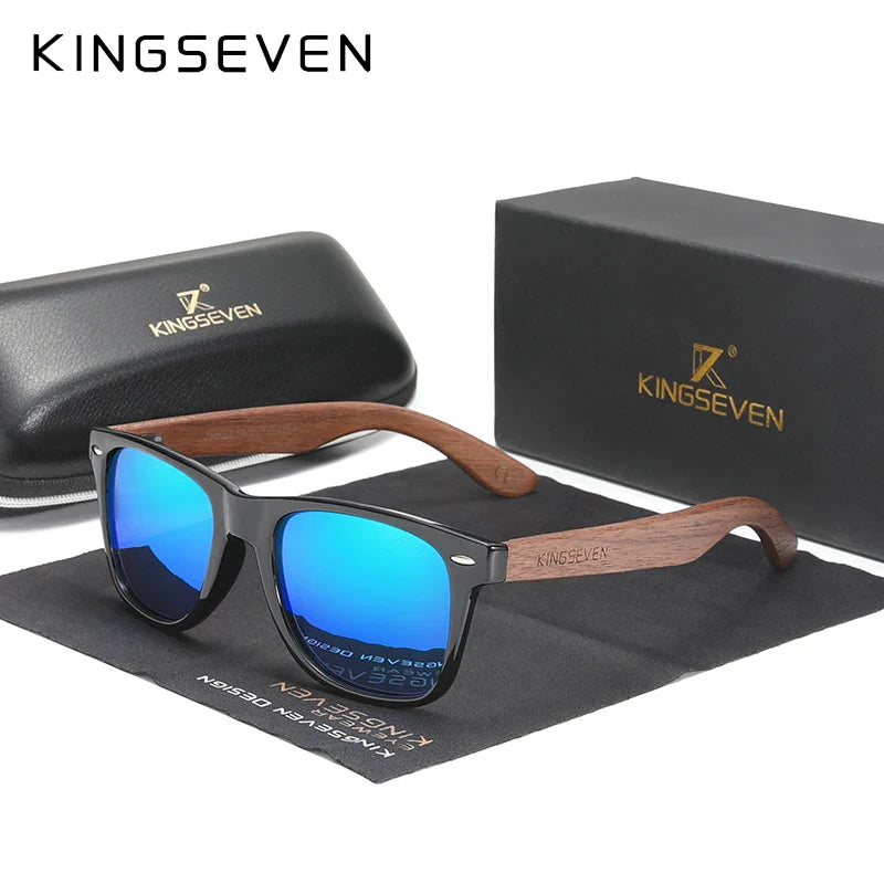 KINGSEVEN Women‘s Walnut Sunglasses Wood Polarized Men's Glasses Handmade UV400 Eye Protection Glasses Classical Driving Eyewear