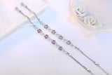 Luxury 925 Sterling Silver Bracelets Purple White Zirconia Plum Flower Bracelets & Bangles For Women pulseira de Prata S-B51