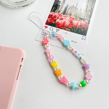 New Mobile Phone Chains Strap Lanyard Colorful Pearl Soft Pottery Rope Cell Phone Case Hanging Cord for Women Wholesale