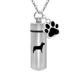 Lovely Pet Paw Cylinder Cremation Pendant Jewelry Ashes Holder Keepsake Cat Dog Memorial Urn Necklace Aluminum Alloy