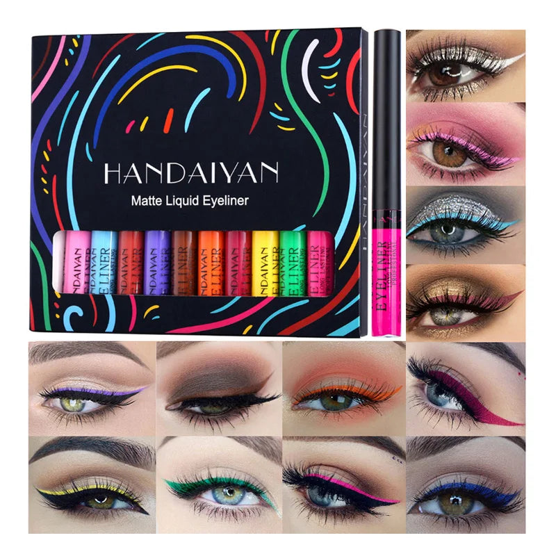 HANDAIYAN Makeup Set Series Eyeshadow Cream Matte Glitter Eyeliner Lip Gloss Liquid Lipstick Cosmetic Kit Eye Shadow Liner Stick