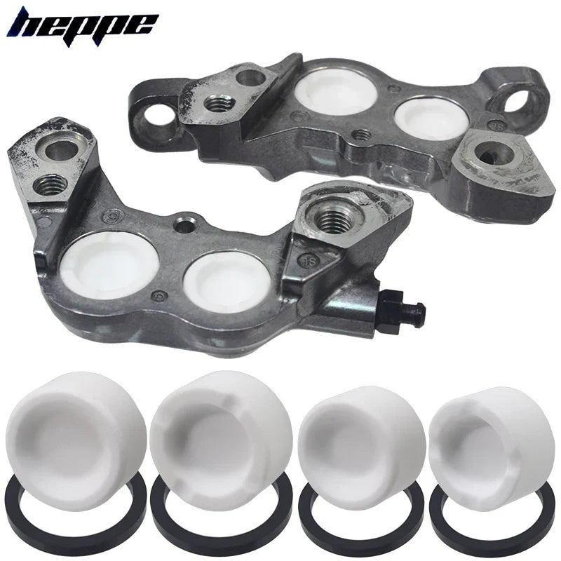 HEPPE Bike Hydraulic Brake Caliper Ceramic Piston MTB Road Bike Disc Brake 4 Pistons for M640 M810 M820 M7120 M8020 M8120 M9120