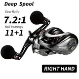 HIAW200 Baitcasting Reel 9.5Kg Max Drag 11 + 1 BB 5.4/7.2 Gear Ratio High-speed Fishing Reel Baitcaster Reels