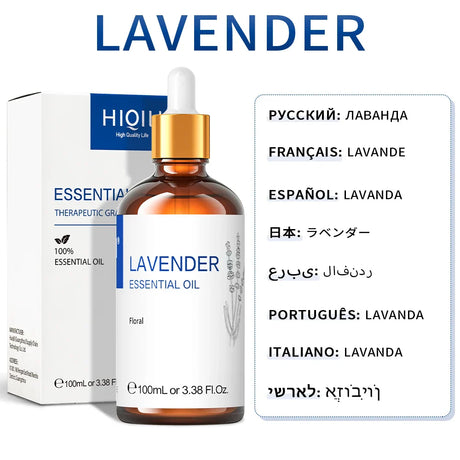 HIQILI 100ML Lavender Essential Oils for Diffuser Humidifier Massage Aromatherapy Pure Natural Aroma Oil for Candle/Soap Making