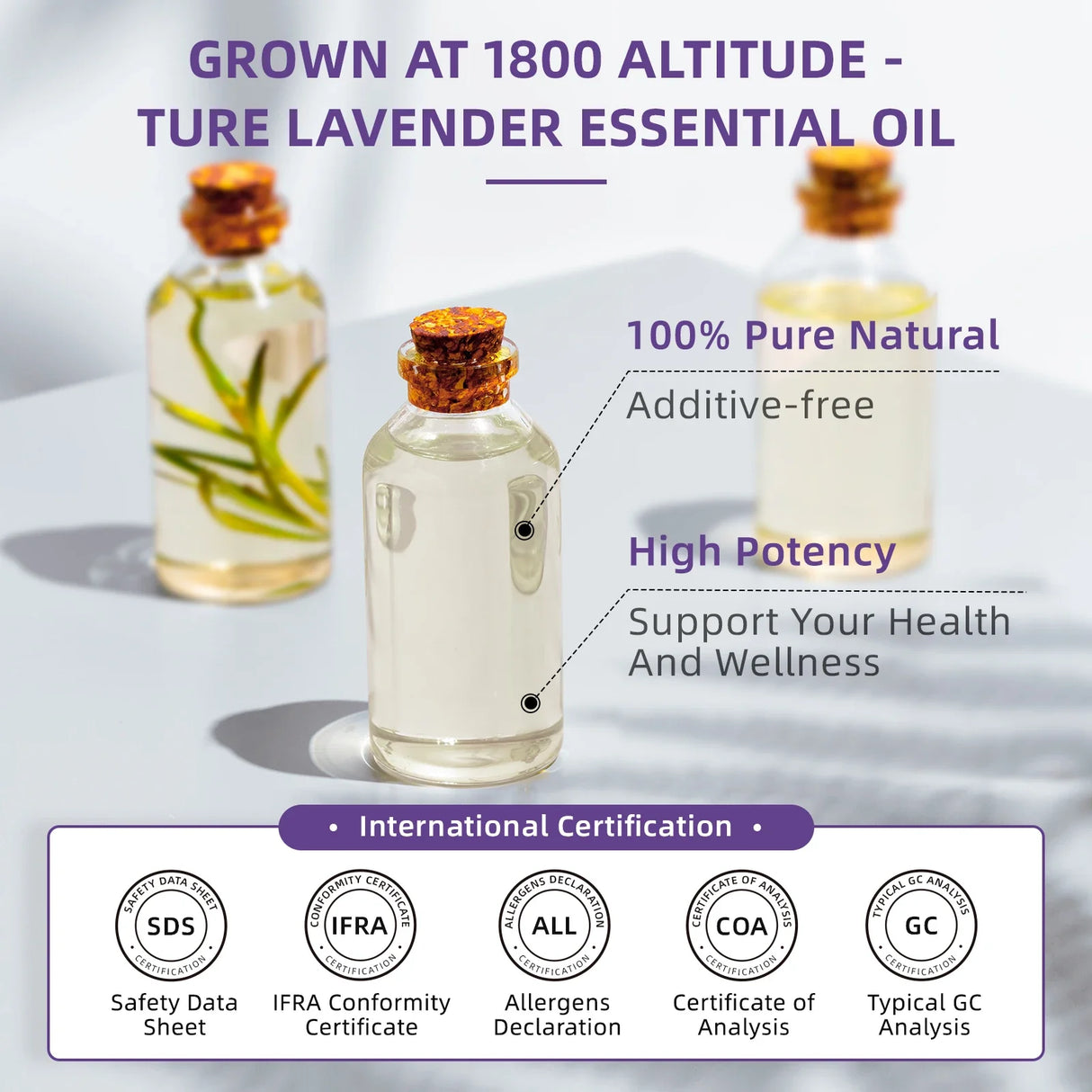 HIQILI 100ML Lavender Essential Oils for Diffuser Humidifier Massage Aromatherapy Pure Natural Aroma Oil for Candle/Soap Making