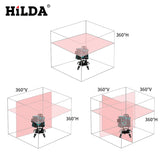 HILDA Laser Level 12 Lines 3D Level Self-Leveling 360 Horizontal And Vertical Cross Super Powerful Green Laser Level