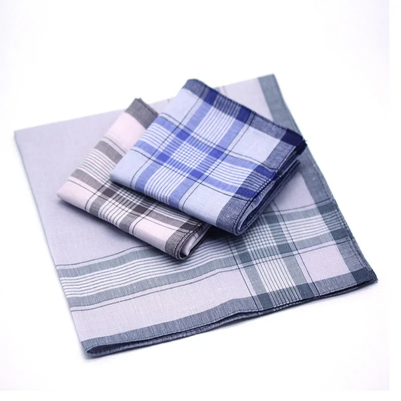 10Pcs Classic Vintage Plaid Stripe chief Hanky Men Pocket Squares 100% Cotton Business Casual Chest Towel Hankies Scarves 20