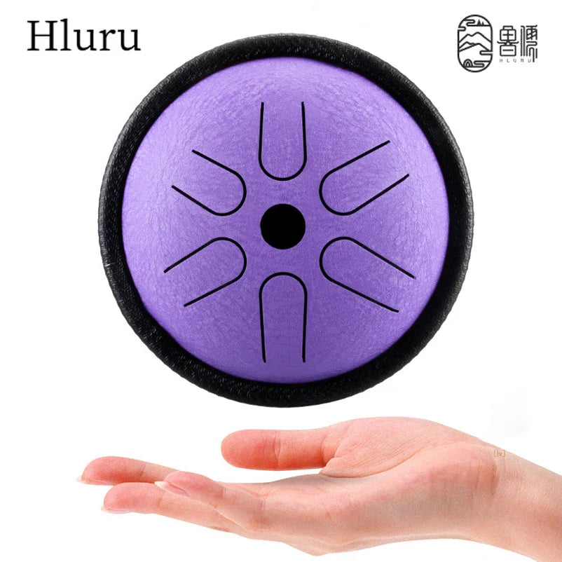 HLURU Mini Music Drum 5.5 Inch 6 Notes Glucophone Steel Tongue Drum  C Tone Ethereal Drum Yoga Meditation Percussion Instrument