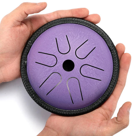 HLURU Mini Music Drum 5.5 Inch 6 Notes Glucophone Steel Tongue Drum  C Tone Ethereal Drum Yoga Meditation Percussion Instrument