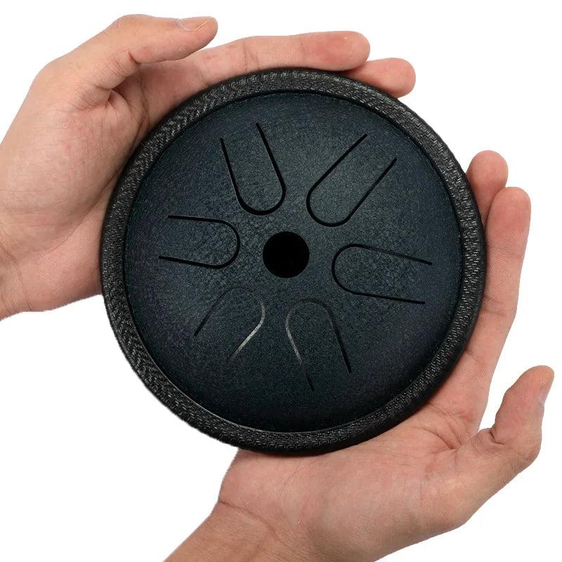 HLURU Mini Music Drum 5.5 Inch 6 Notes Glucophone Steel Tongue Drum  C Tone Ethereal Drum Yoga Meditation Percussion Instrument