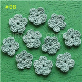 100 Colorfull Handmade Cotton Crochet Flowers, quilt scrapbooking DIY 3D craft knitted fabric flower applique clothes decoration