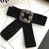 free shipping fashion Female woman 2017Korean black velvet handmade retro square diamond bow brooch cute lady corsage decorative