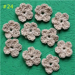 100 Colorfull Handmade Cotton Crochet Flowers, quilt scrapbooking DIY 3D craft knitted fabric flower applique clothes decoration