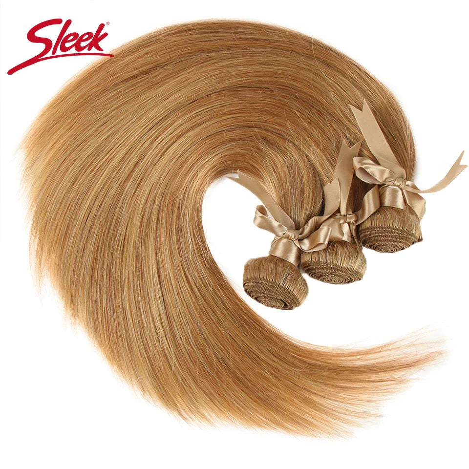 Sleek Honey Blonde 27 Color Mink Brazilian Natural Remy Straight Hair Weave Bundles 8 To 26 Inches Hair Extension