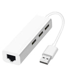 USB Ethernet with 3 Port USB HUB 2.0 RJ45 Lan Network Card USB to Ethernet Adapter for Mac iOS Android PC  RTL8152 USB 2.0 HUB