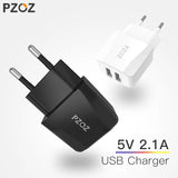 PZOZ Usb Charger Travel EU Plug 2a Fast Charging Adapter portable Dual Wall charger Mobile Phone cable For iphone Samsung xiaomi