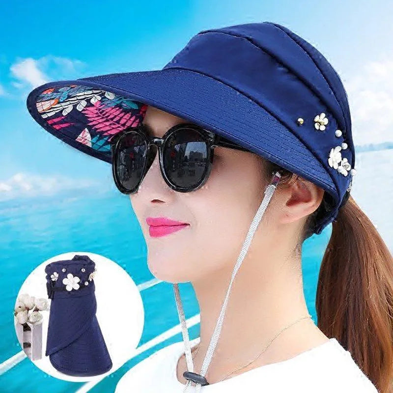 Summer Sun Hats Women Foldable UV Protection Sun Hat Visor Suncreen Floppy Cap Chapeau Femme Outdoor Beach Hat