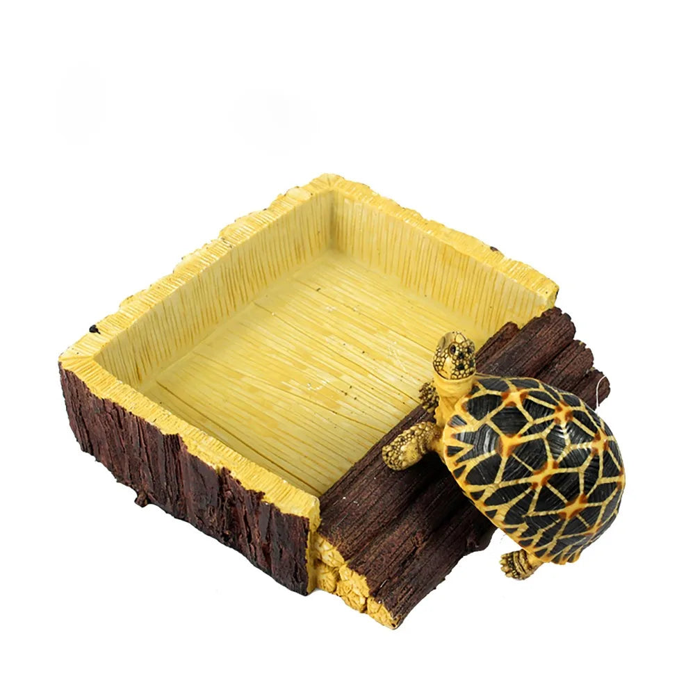 Resin Bowl Water Dish Water Bowl Feeding Tray For Gecko Lizard Reptiles tortoise bird Parrot Terrarium Decor wood landscaping