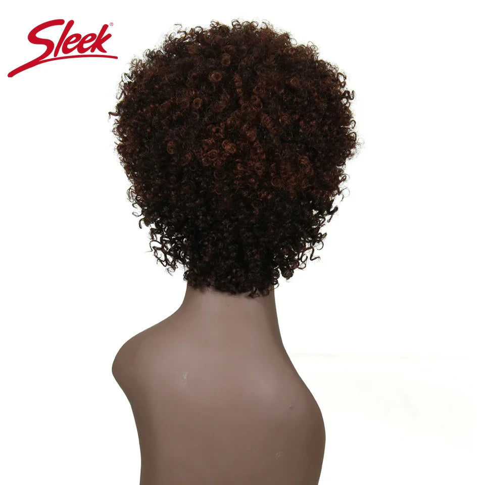 Sleek Natural Brazilian Afro Kinky Curly Human Hair Wigs F1B/33 Red 99J Short Machine Made Remy Human Hair Wigs For Black Women