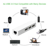 USB Ethernet with 3 Port USB HUB 2.0 RJ45 Lan Network Card USB to Ethernet Adapter for Mac iOS Android PC  RTL8152 USB 2.0 HUB