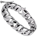 Fashion Real Titanium Steel Men Bracelets Punk Bangle Pulseras High Polished Wristbands Classic Jewelry Brace lace 1.5cm