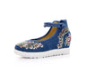 Veowalk High End Floral Embroidered Women Canvas Flat Platforms Mid Top Ankle Strap Chinese Style Ladies Casual Denim Shoes