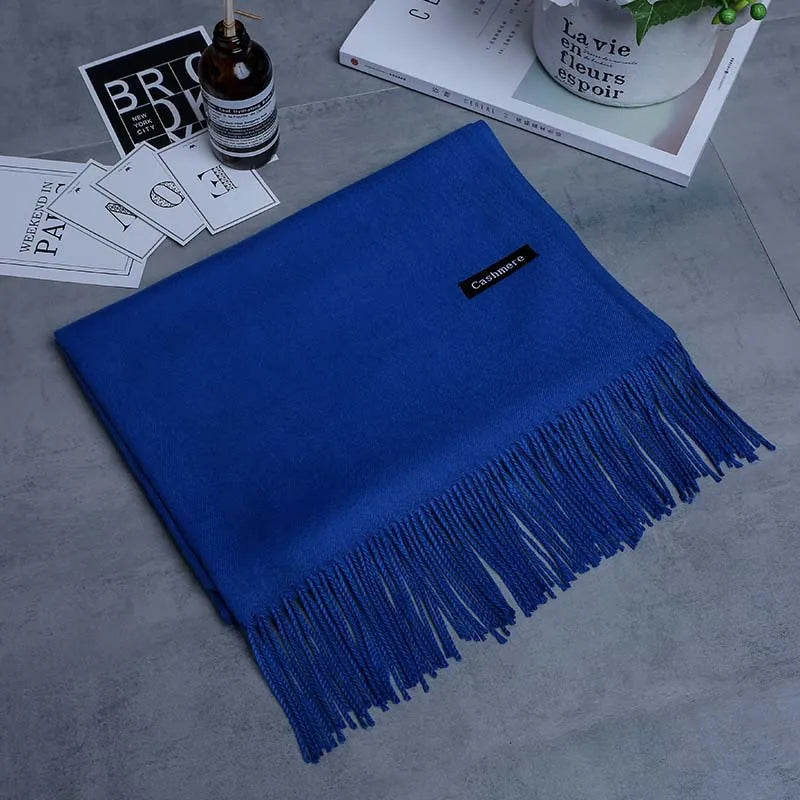 200*70cm High Quality Winter Cashmere Scarf Thicken Warm Pashmina Shawl Wrap Long Tassel Solid Acrylic Wool ShawlS Scarves YR001