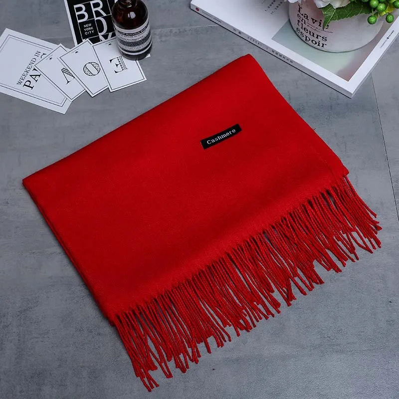 200*70cm High Quality Winter Cashmere Scarf Thicken Warm Pashmina Shawl Wrap Long Tassel Solid Acrylic Wool ShawlS Scarves YR001