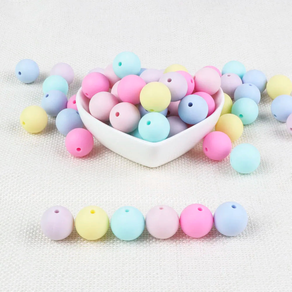 Joepeada 300Pcs/lots 12mm Round Silicone Teething Beads Food Grade Silicone Rodents For DIY Baby  Teething Necklace Baby Teether