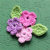 100 Colorfull Handmade Cotton Crochet Flowers, quilt scrapbooking DIY 3D craft knitted fabric flower applique clothes decoration