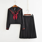 Dark Demon Japanese JK Sets School Uniform Girls Sakura Embroideried Autumn High School Women Novelty Sailor Suits Uniforms XXL