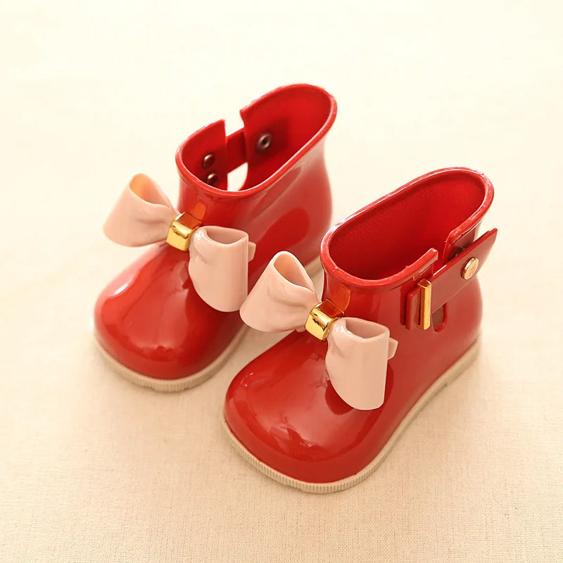 YATFIML 2021 Fashion baby girl rain boots PVC waterproof boots with bow Children;s rain shoes