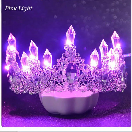 LED Light Crystal Crown Tiaras for Bride Women Crowns Hair Accessories Jewelry Wedding Bridal Queen Princess Tiara For Girls