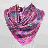 Spring And Autumn Female Satin Scarf,Big Square Scarves Hijabs Printed,Women Scarf,Purple Polyester Silk Scarf Shawl 90*90cm