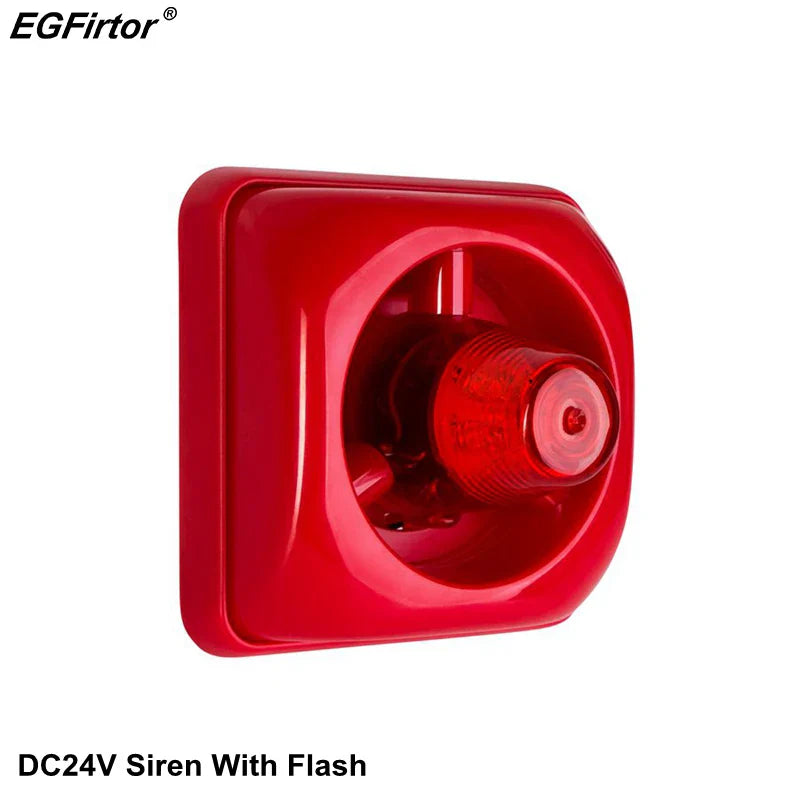 Security Alarm DC24V Alarm Siren With Flashlight 100dB Sounder Fire Siren With Strobe For Conventional Fire Alarm System