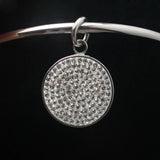 Round Pendant with All Crystal Cuff Bangles Metal 70/65/60mm inside of diameter Bracelets Arm Open Bangles for Women Men