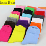 20 Pieces=10 Pairs Children Socks Spring&Autumn Cotton High Quality Candy Colors Girls Socks With Boys Socks 1-9 Year Kids Socks