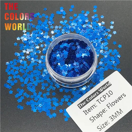 TCT-205  Flower Shape Solvent resistant Color 3MM Glitter Nail Art Decoration Nail Gel Body Glitter Makeup Handwork Crafts DIY