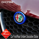 QHCP ABS Car Front/Rear Emblem Decorative Frame Sticker Trims Carbon Fiber Style Black For Alfa Romeo Giulia Stelvio Car Styling