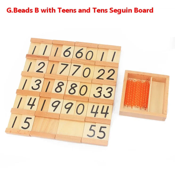 Montessori Teaching Math Toys Teens and Tens Seguin Board with Beads Bars Wood Toys Early Childhood Education Preschool Training