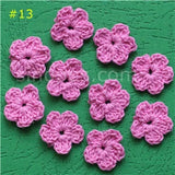 100 Colorfull Handmade Cotton Crochet Flowers, quilt scrapbooking DIY 3D craft knitted fabric flower applique clothes decoration