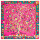 LESIDA Pure Silk Scarf Women Large Shawls Stoles Tree Print Square Scarves Echarpes Foulards Femme Wrap Bandanas 130*130CM 1303