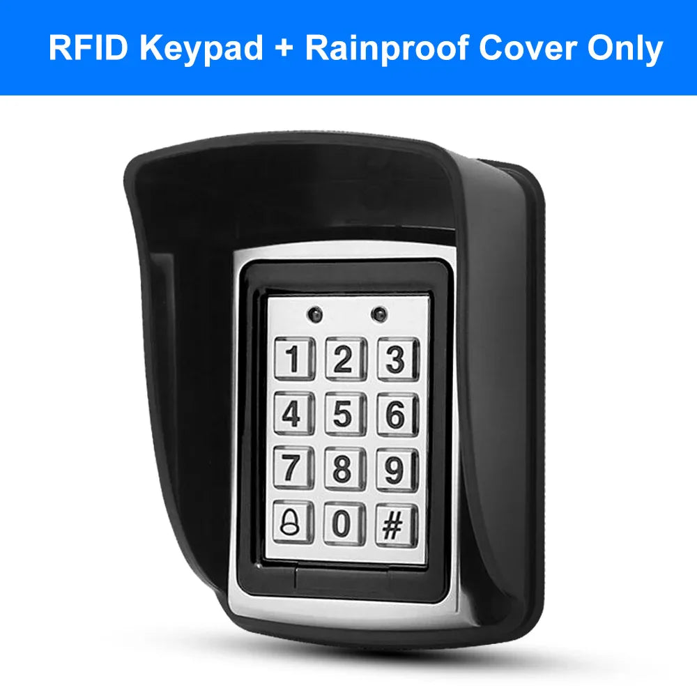 RFID Metal Access Control Keypad Waterproof Rainproof Cover Outdoor Door Opener Electronic Lock System 10pcs EM4100 Keychains