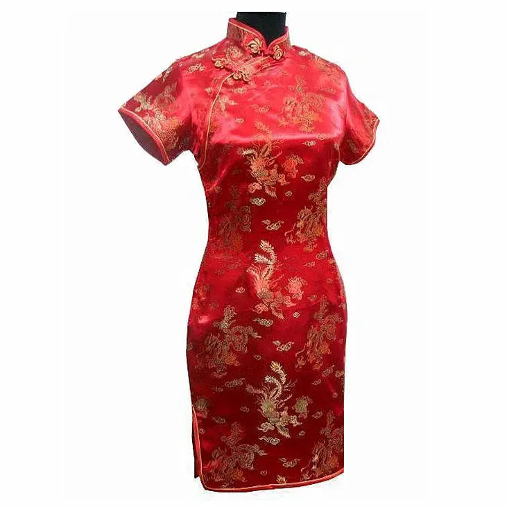 Navy Blue Vintage Chinese Women's Satin Mini Cheongsam Qipao Dress  S M L XL XXL XXXL 4XL 5XL 6XL Mujeres Vestido J4065