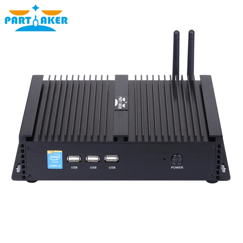 Partaker I3 Rugged Fanless Barebone Mini PC Core i3 i5  Windows 10  ITX Case Embedded Industrial Computer 1 LAN 1 VGA 2 COM